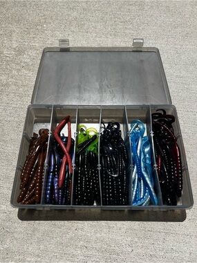 Bass Pro Shops Fishing Lute Box with variety Set of Powerbait Worms